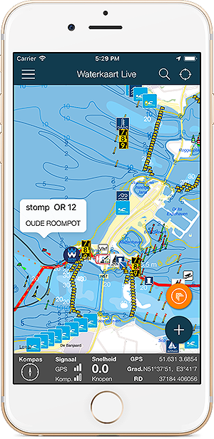 Screenshot app Waterkaart Live