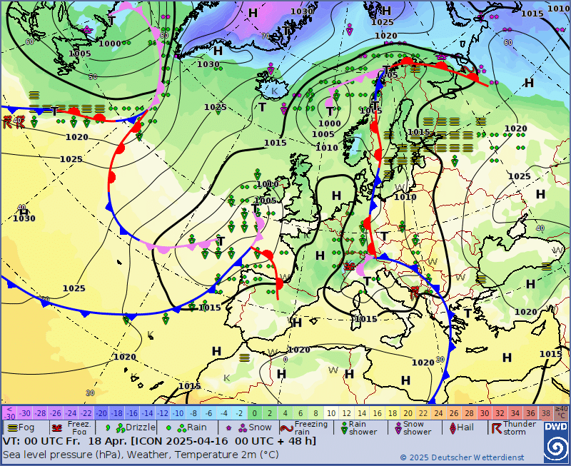 DWD ICON analyse en verwachtingskaart voor 01 May 2025