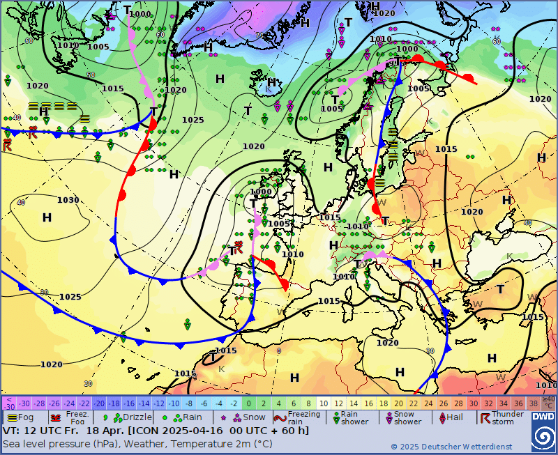 DWD ICON analyse en verwachtingskaart voor 01 May 2025