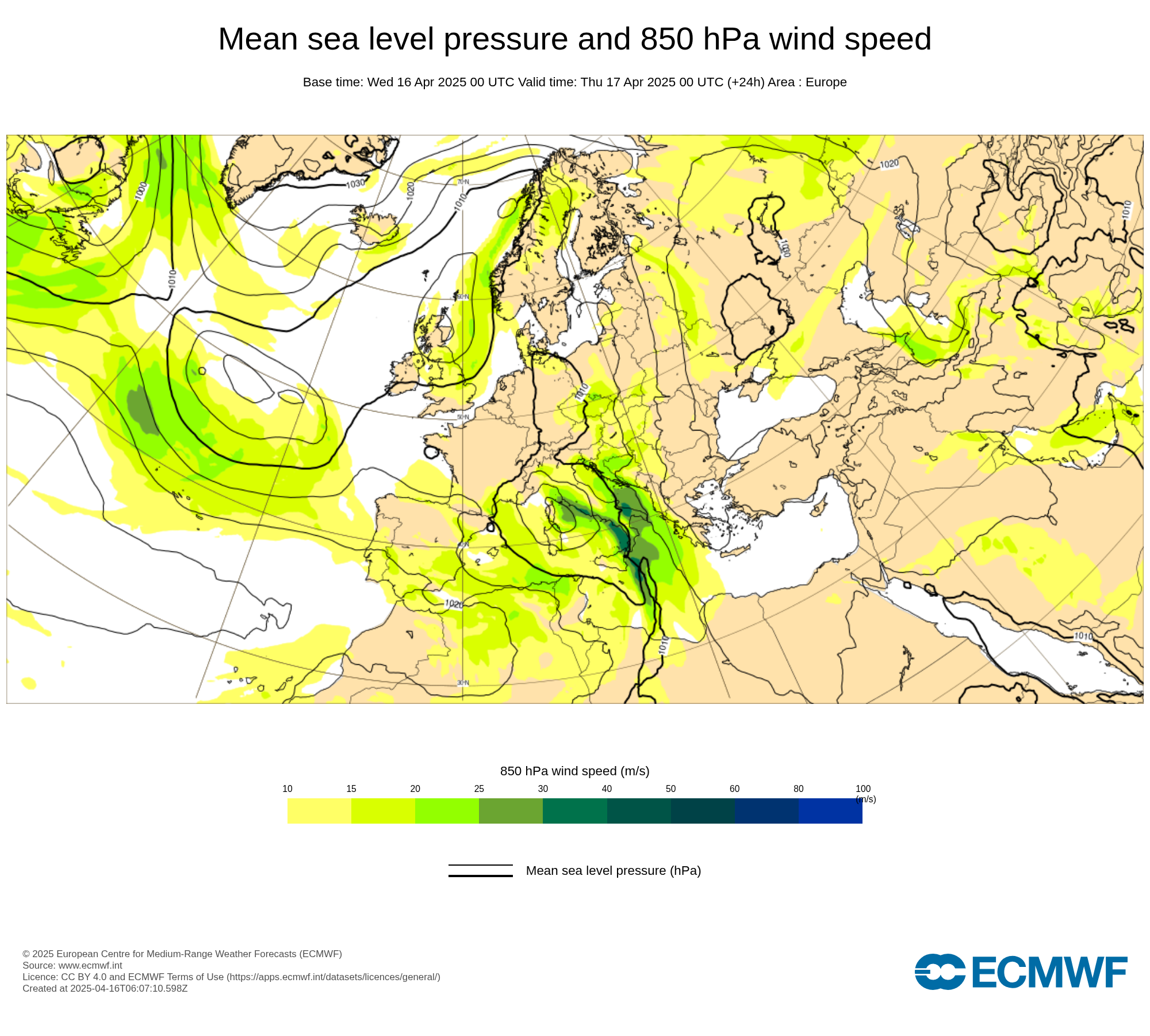 Hirlam KNMI analyse en termijnverwachting voor 01 May 2025