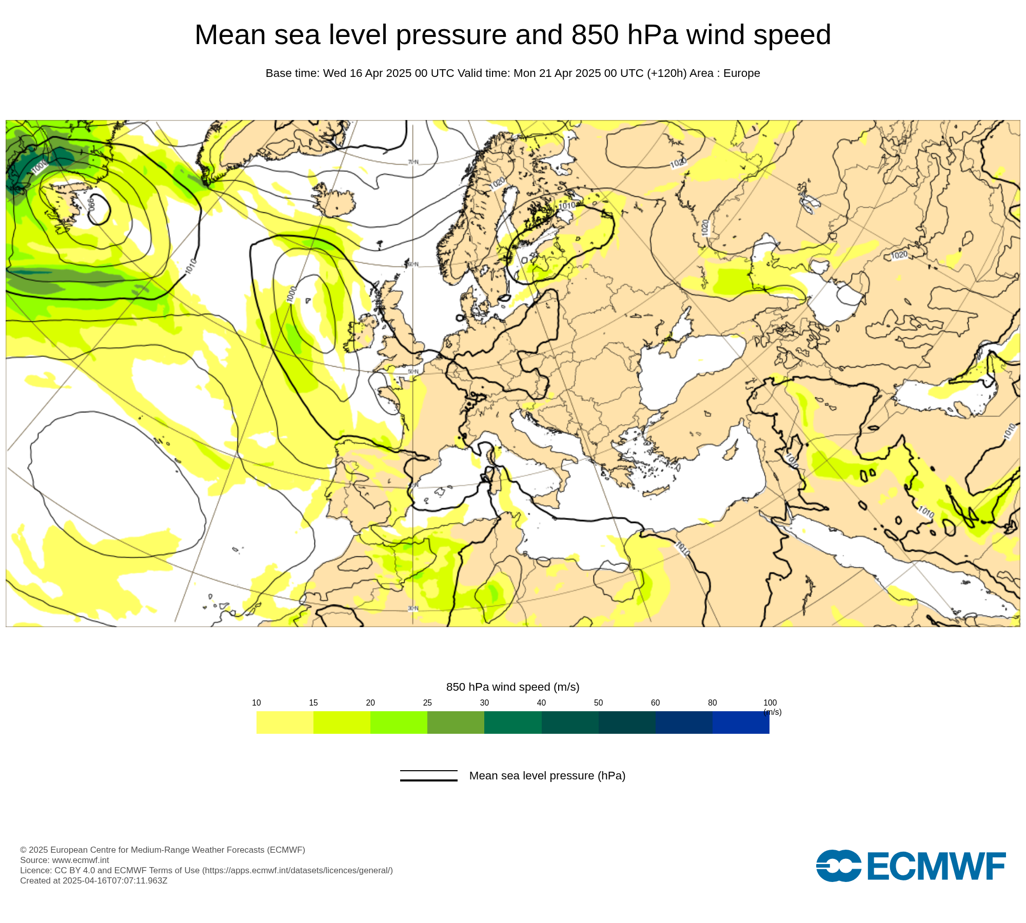 Hirlam KNMI analyse en termijnverwachting voor 01 May 2025