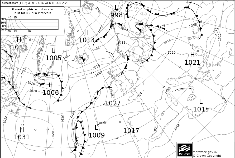 UKMO Bracknell faxkaart voor 11 August 2025