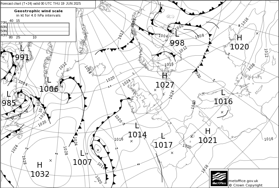 UKMO Bracknell faxkaart voor 11 August 2025