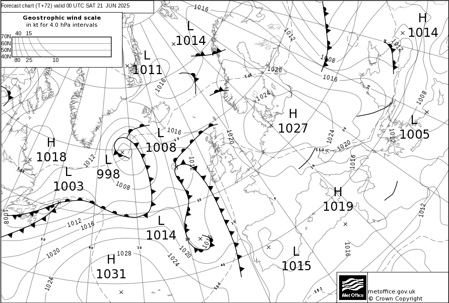 UKMO Bracknell faxkaart voor 11 August 2025