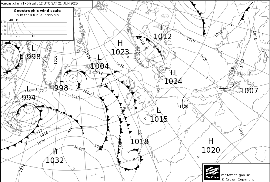 UKMO Bracknell faxkaart voor 11 August 2025