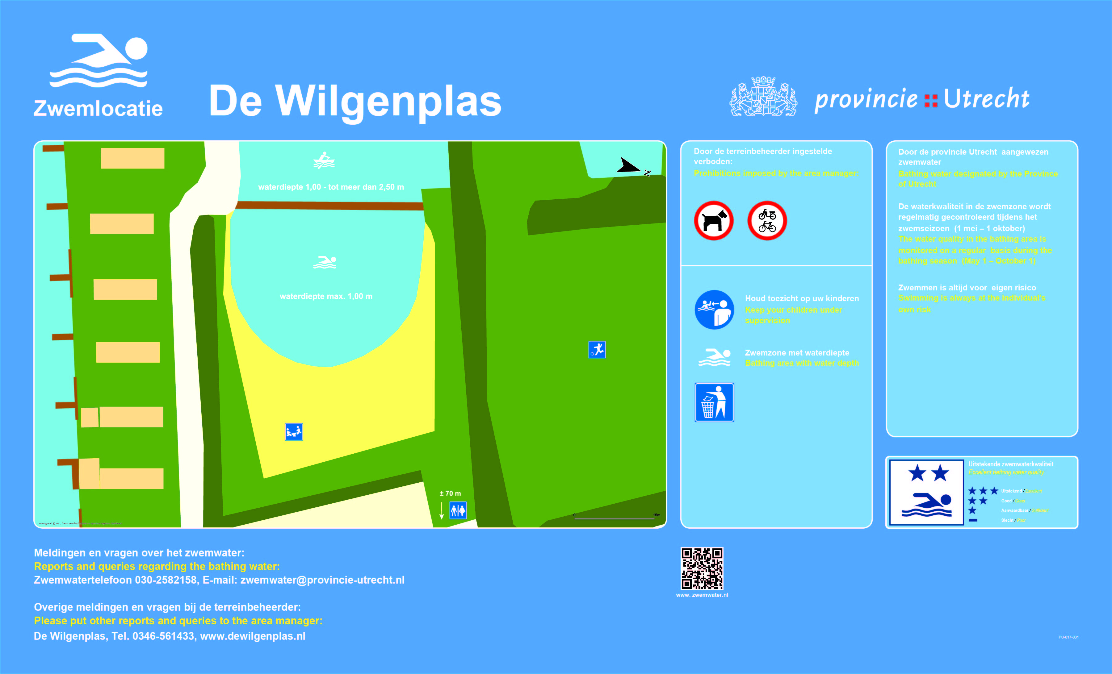 Het informatiebord bij zwemlocatie Recreatieoord De Wilgenplas