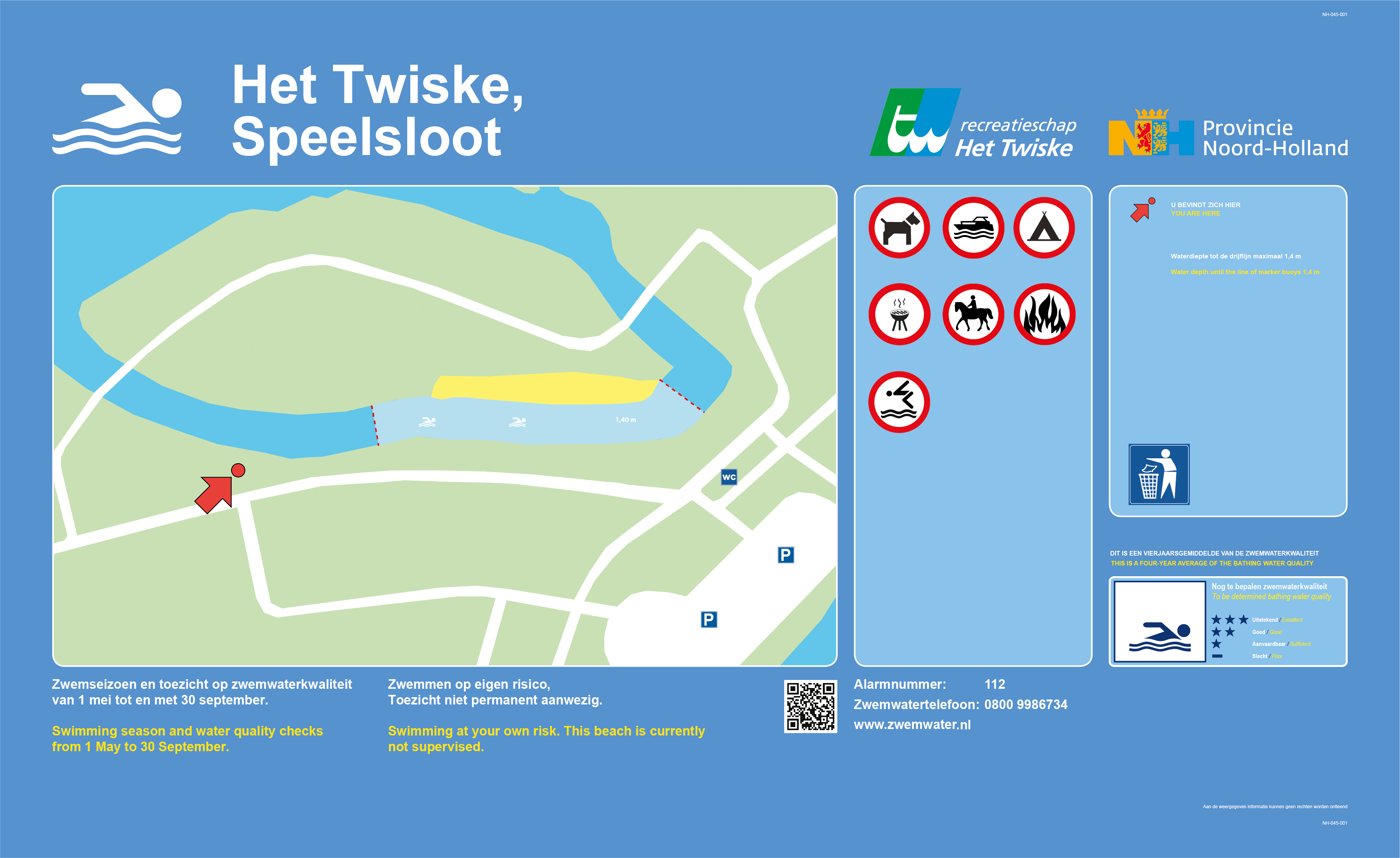 Het informatiebord bij zwemlocatie Het Twiske Speelsloot
